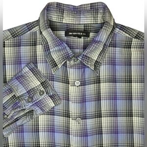 John Varvatos Star USA Long Sleeve Button Up Size M Purple Plaid